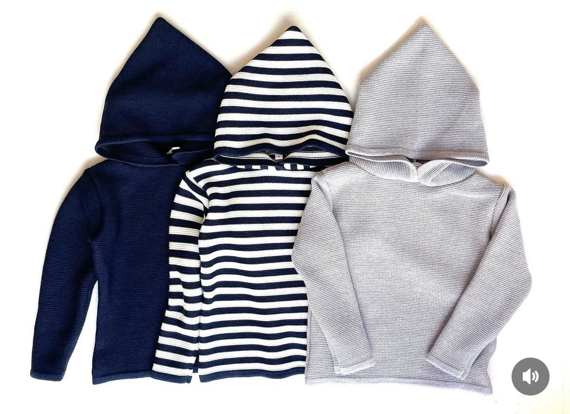 Marie Morenz Kapuzenpullover Merinowolle Marine LIMITIERT