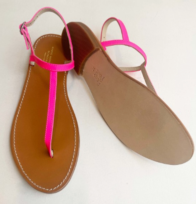Marie Morenz Sandale Leder Zehentrenner Neonpink Damen