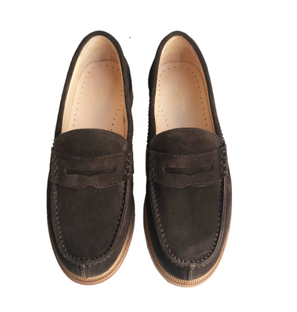 Marie Morenz Collegeschuhe Velour Braun Pennyloafer