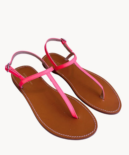 Marie Morenz Sandale Leder Zehentrenner Neonpink Damen