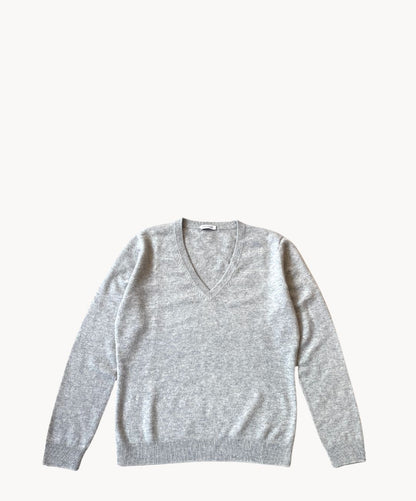 Marie Morenz Kaschmirpullover Graumelange  V-Neck